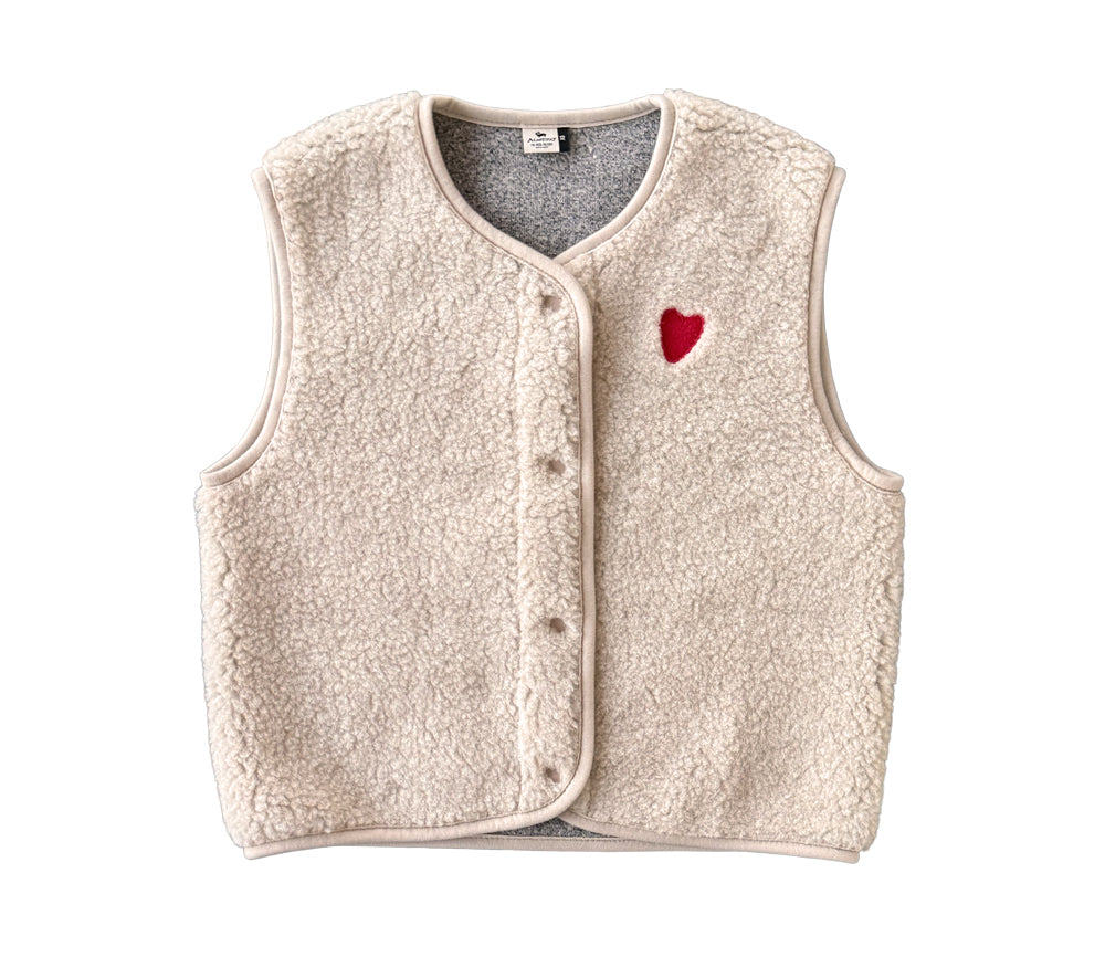 Alwero - Bodywarmer "TYB" ADULT, Biowolle, Sandy Brown mit HERZ, ultra light, SPECIAL EDITION