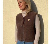 Alwero - Bodywarmer "TYB" ADULT, Biowolle, CHOCOLATE MARTINI mit HERZ, ultra light, SPECIAL EDITION