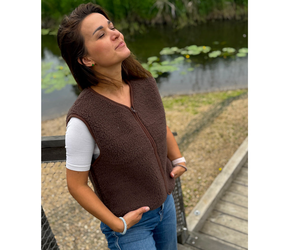 Alwero - Weste "ALF ZIP" Adult, CHOCO MARTINI, Merinowolle