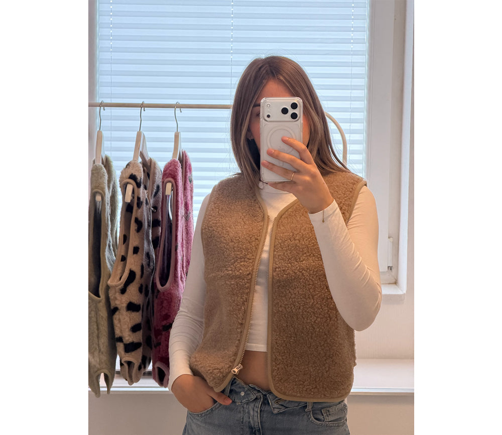 Alwero - Weste "ALF ZIP" Adult, Tan, Merinowolle