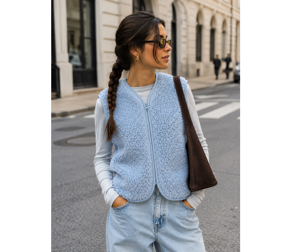 Alwero - Weste "ALF ZIP" Adult, Icy Blue, Merinowolle
