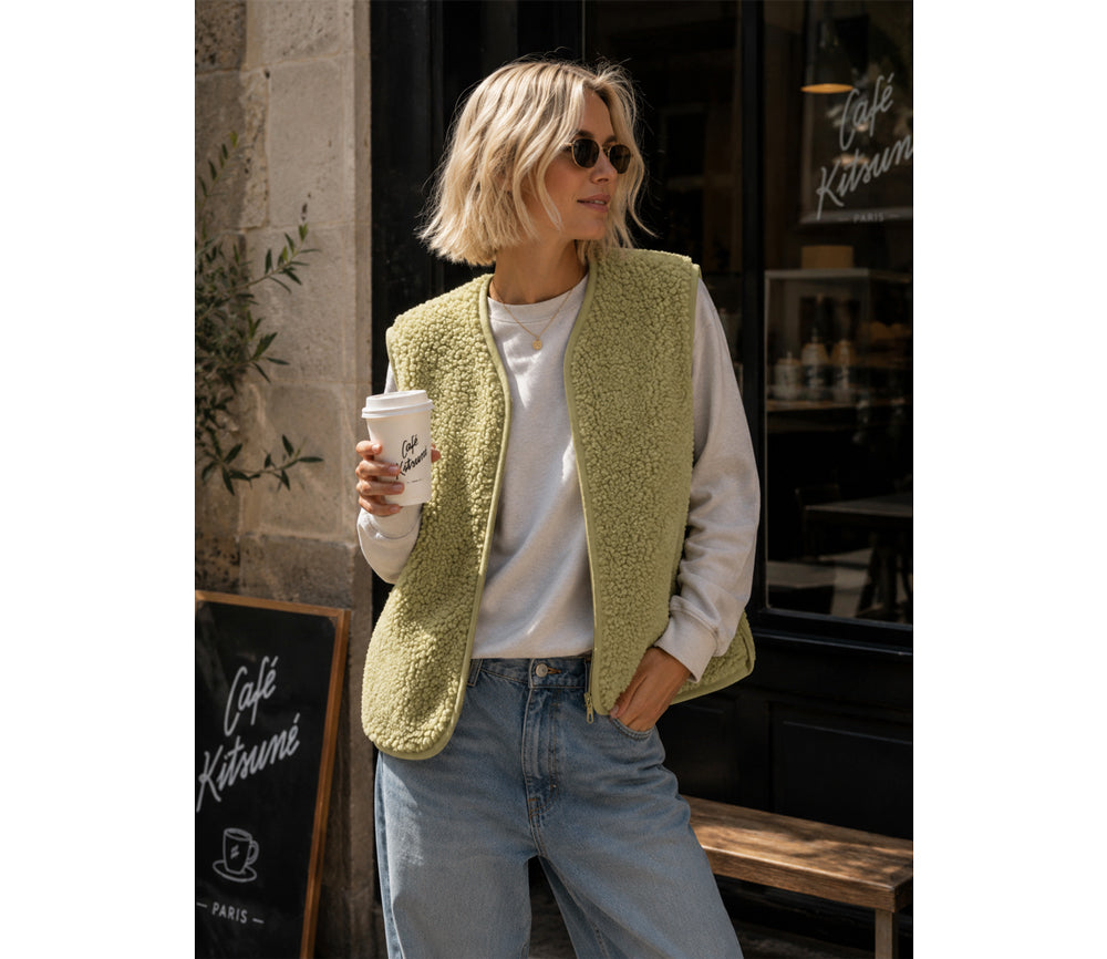 Alwero - Weste "ALF ZIP" Adult, PISTACHIO, Merinowolle