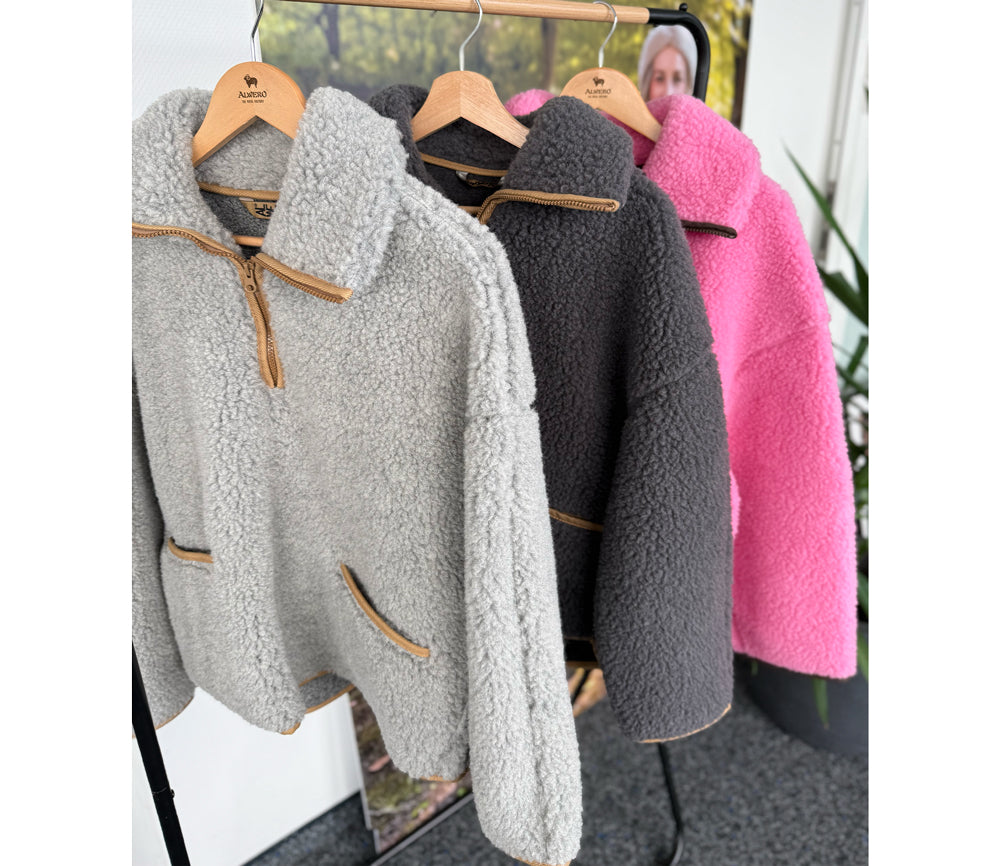 Alwero - Sweater BELIN, Oversize, SILVER, Biowolle