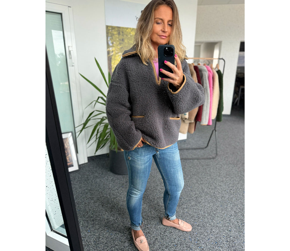 Alwero - Sweater BELIN, Oversize, ANTHRACITE, Biowolle