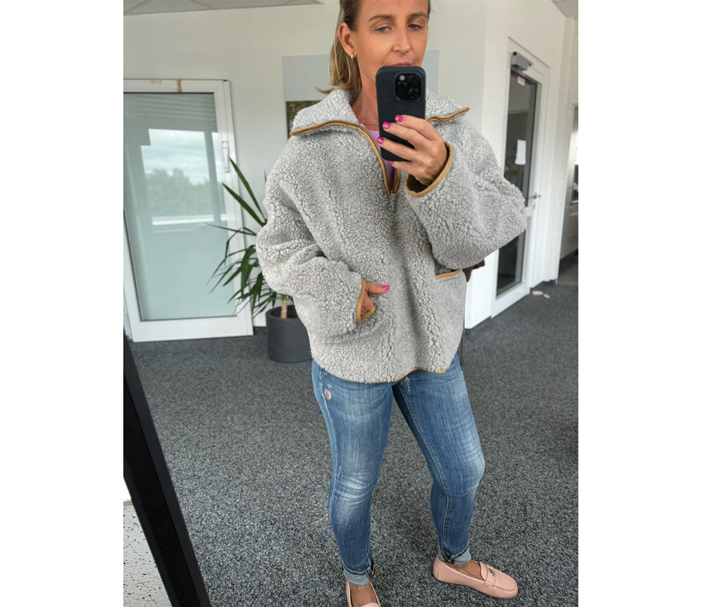 Alwero - Sweater BELIN, Oversize, SILVER, Biowolle