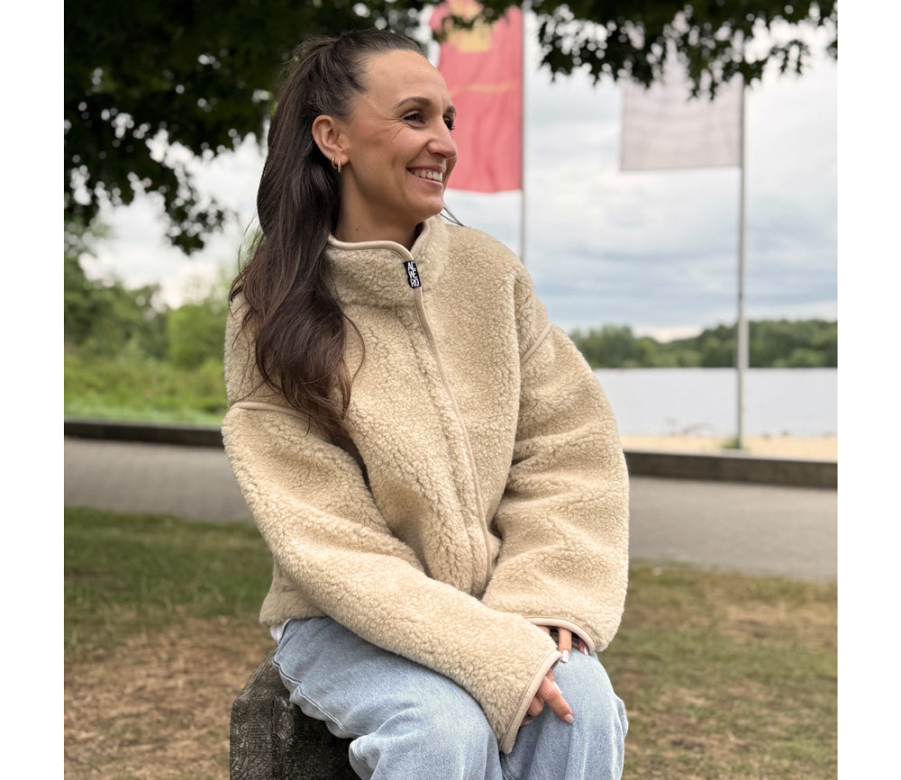 Alwero - Jacke BLOOM, Oversize, SAND BROWN, Merinowolle, ultra light