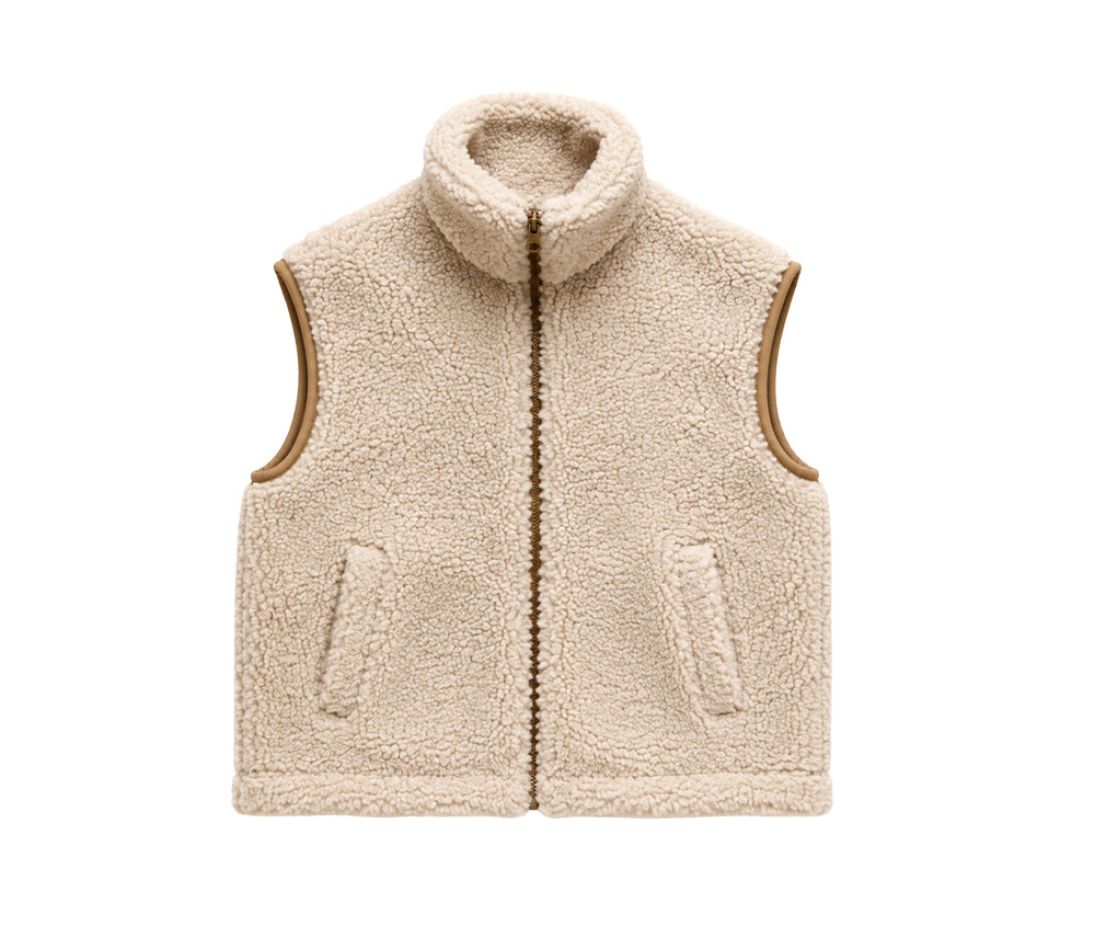 Alwero - Weste "ISLA" Sand Brown, Biowolle Ultra Light