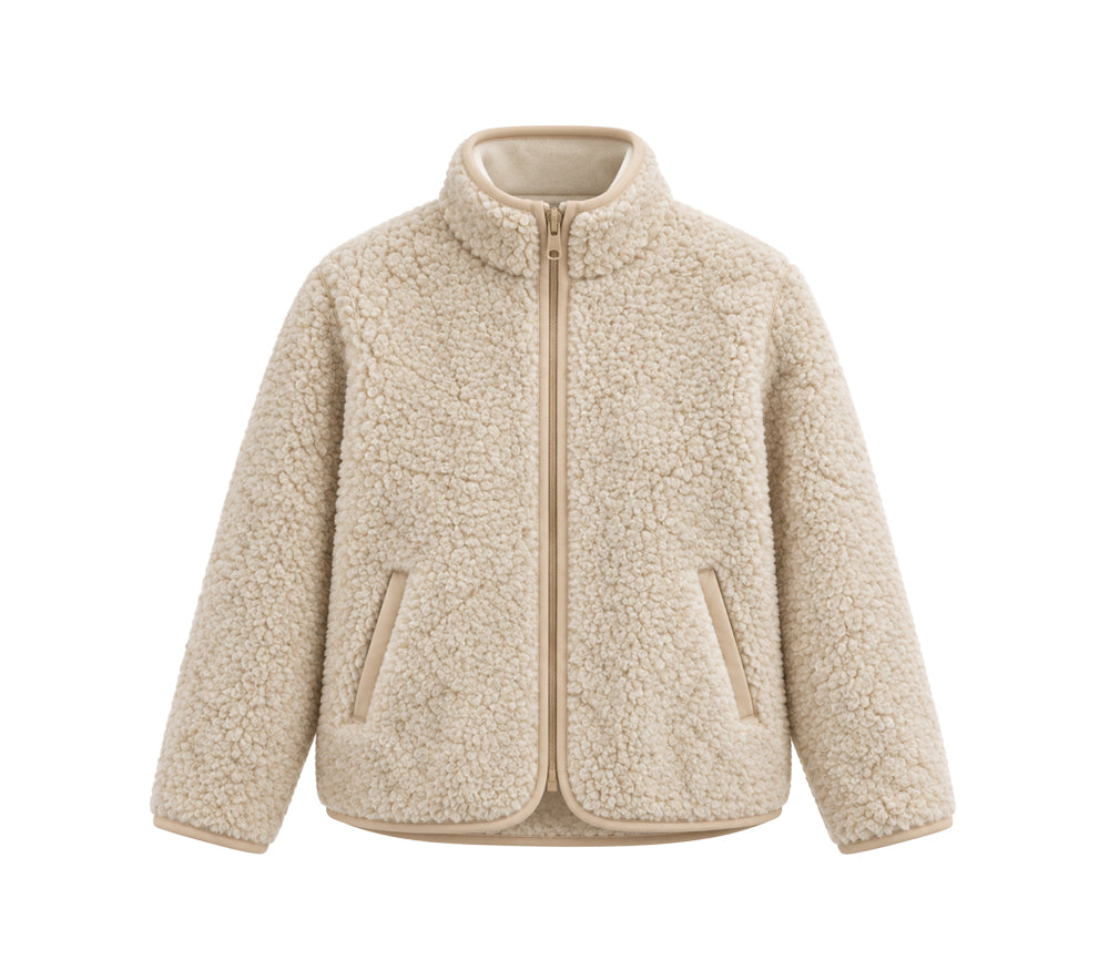 Alwero - Teddy Jacke Women, "Leo", Beige, Biowolle