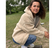 Alwero - Jacke mit Kapuze "KUFA" Adult, Biowolle, Sand Brown, ultra light