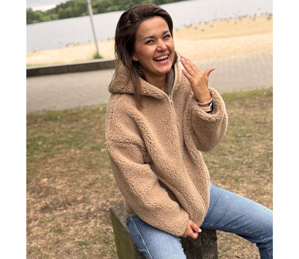 Alwero - Jacke mit Kapuze "KUFA" Adult, Biowolle, Tan, ultra light