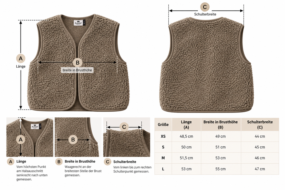 Alwero - Weste "CAMINO" Adult, MANDARIN, Merinowolle Ultra Light