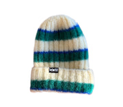 Alwero - Mütze, 'FLUFF', Ecru/Green, Mohair