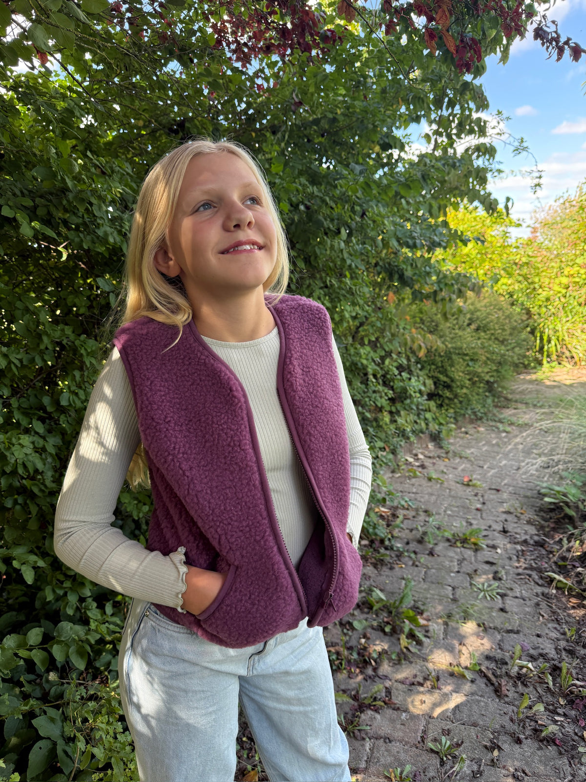 Alwero - Bodywarmer "POS" Junior, FRENCH VIOLETT, Merinowolle, ultra light