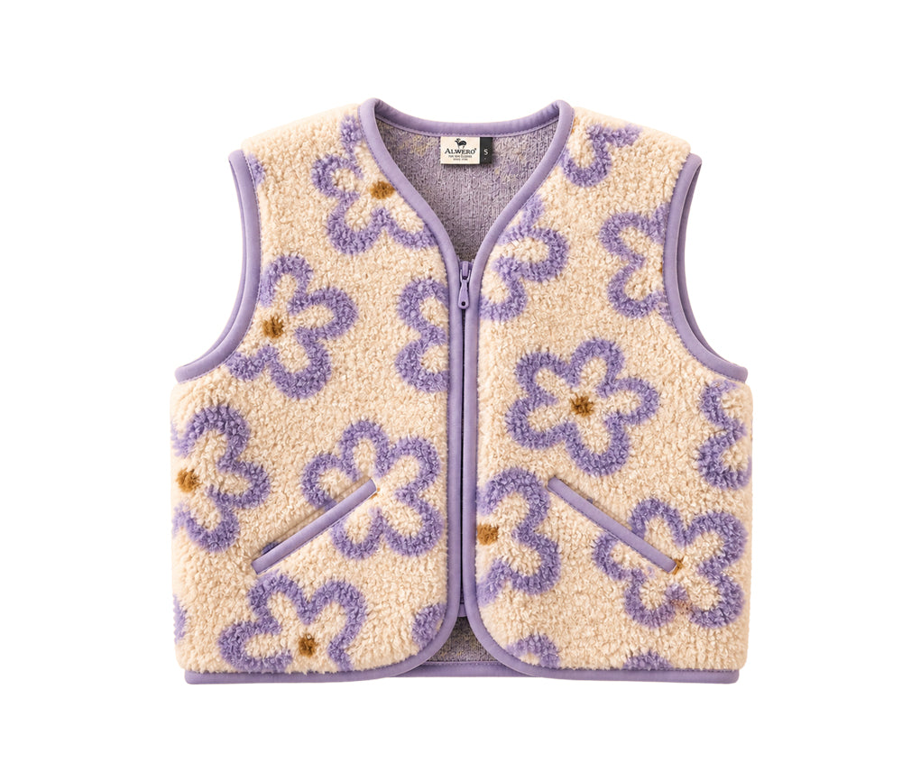Alwero - Bodywarmer "POS" Junior, FLOWS APRICOT, Merinowolle, ultra light - LIMITED EDITION