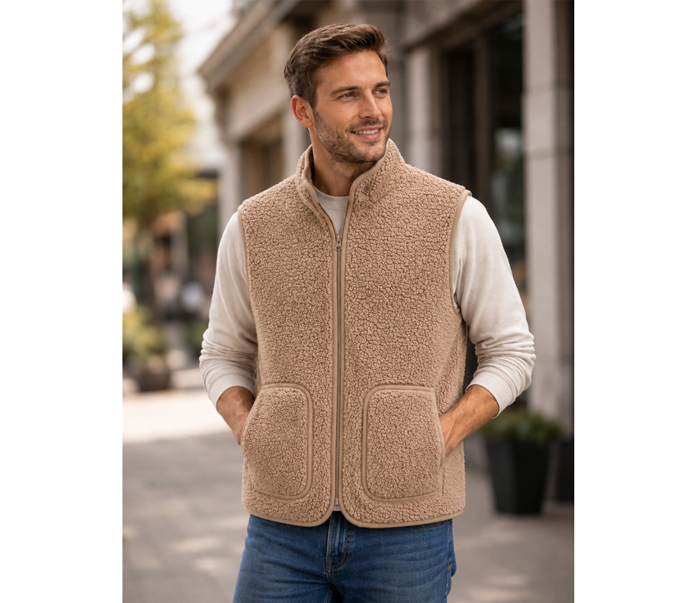 Alwero - Bodywarmer RUDI Adult, Tan, Organic Wool Ultra Light