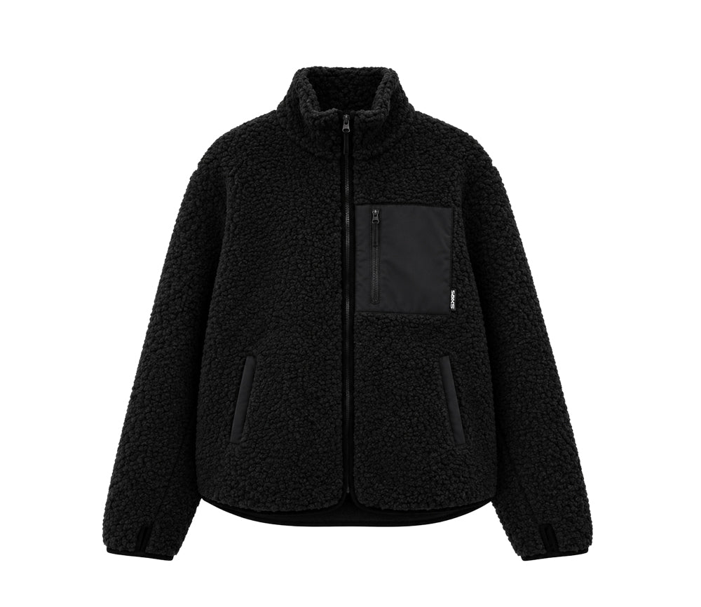 Alwero - Jacket SHERPA, DEEP BLACK, MEN, Organic wool, ultra light