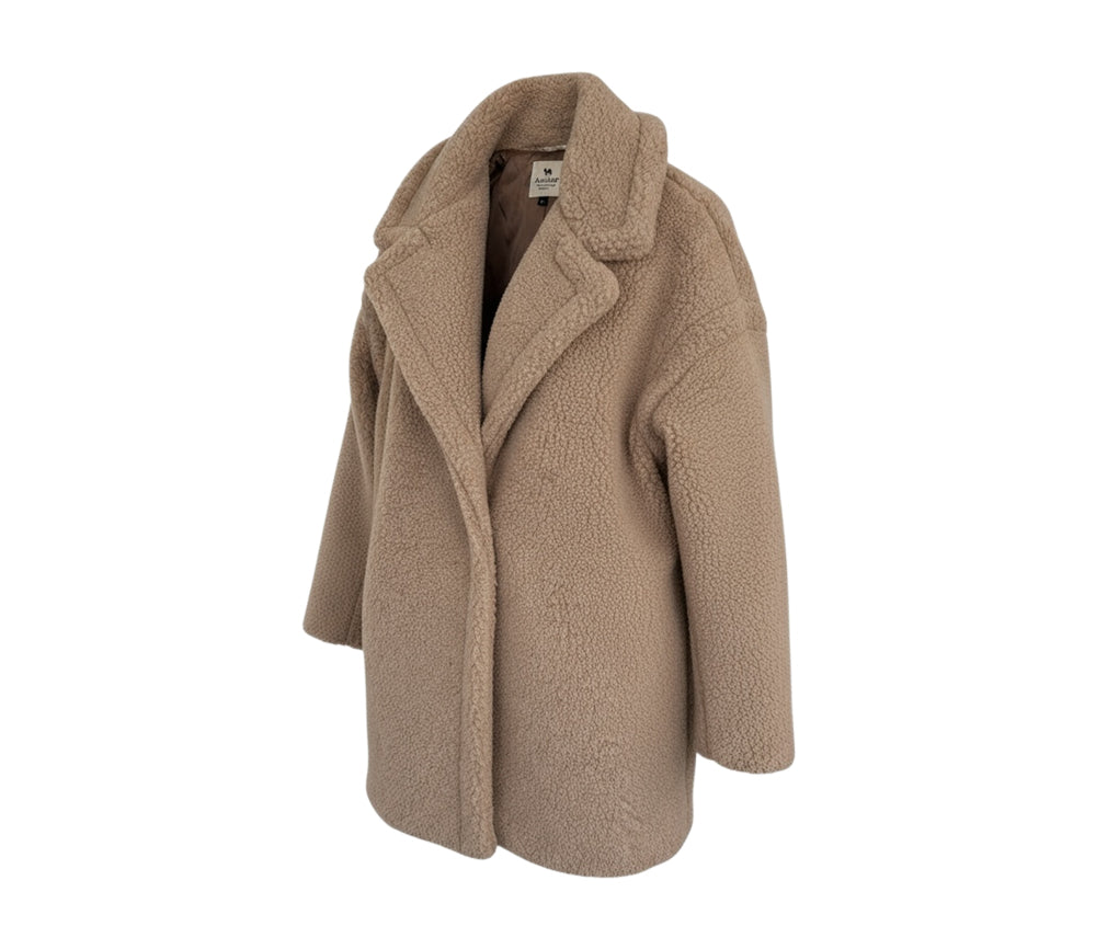 Alwero - Mantel "TEDDY MID" Adult,  Tan, Biowolle Ultra Light