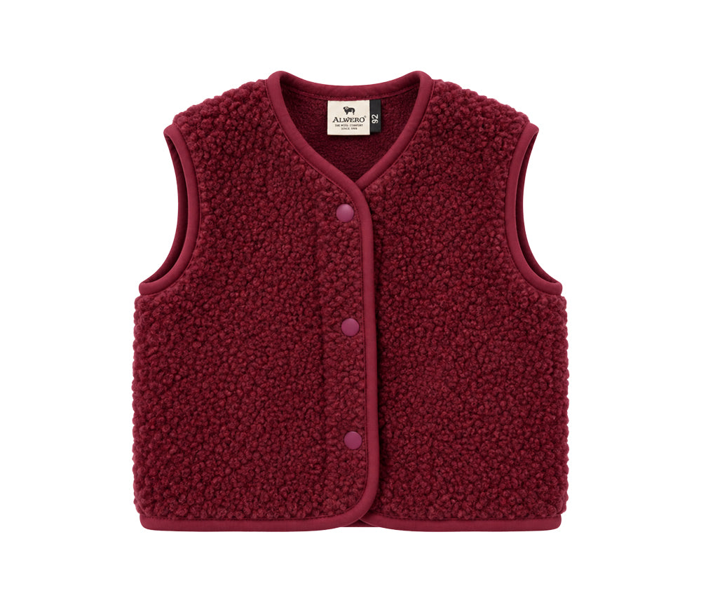 Alwero - Bodywarmer "TYB" Junior, CHERRY LIQUEUR, Merinowolle, ultra light