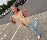 Alwero - Bodywarmer "TYB" Junior, Biowolle, SANDY BROWN mit HERZ, ultra light, SPECIAL EDITION