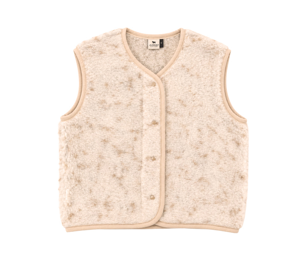 Alwero - Weste "TYB" Adult, BEIGE MULTI DOTS, Biowolle Ultra Light