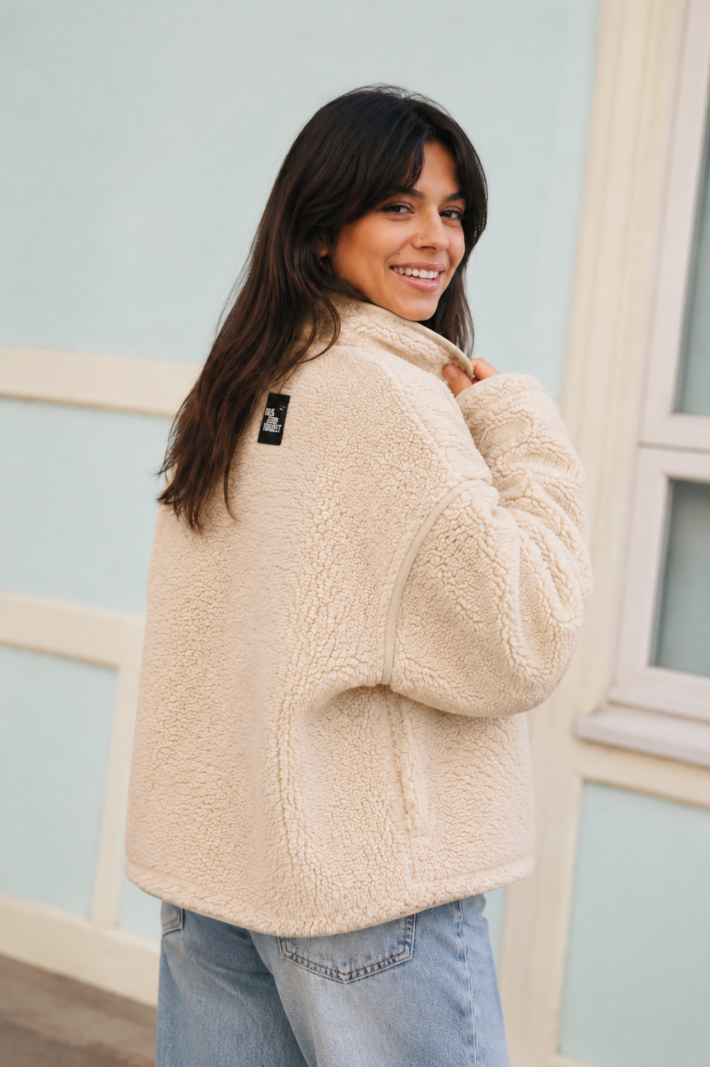 Alwero - Jacke BLOOM, Oversize, SAND BROWN, Merinowolle, ultra light