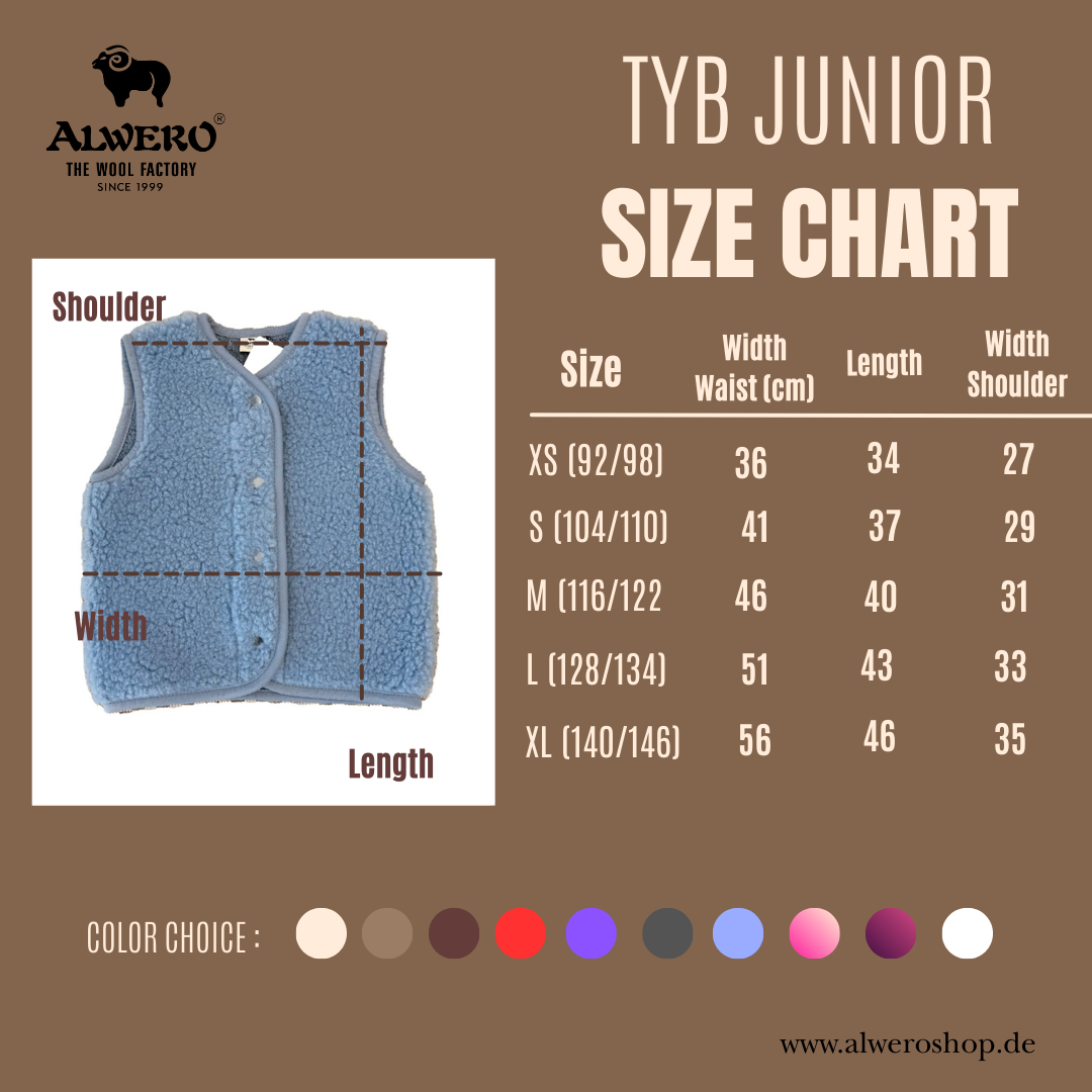 Alwero - Bodywarmer "TYB" Junior, FLOW DUO, Merinowolle, ultra light