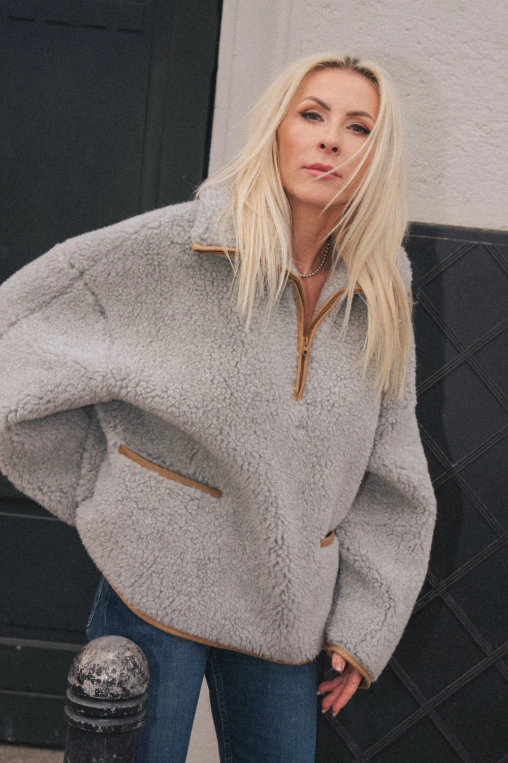 Alwero - Sweater BELIN, Oversize, SILVER, Biowolle