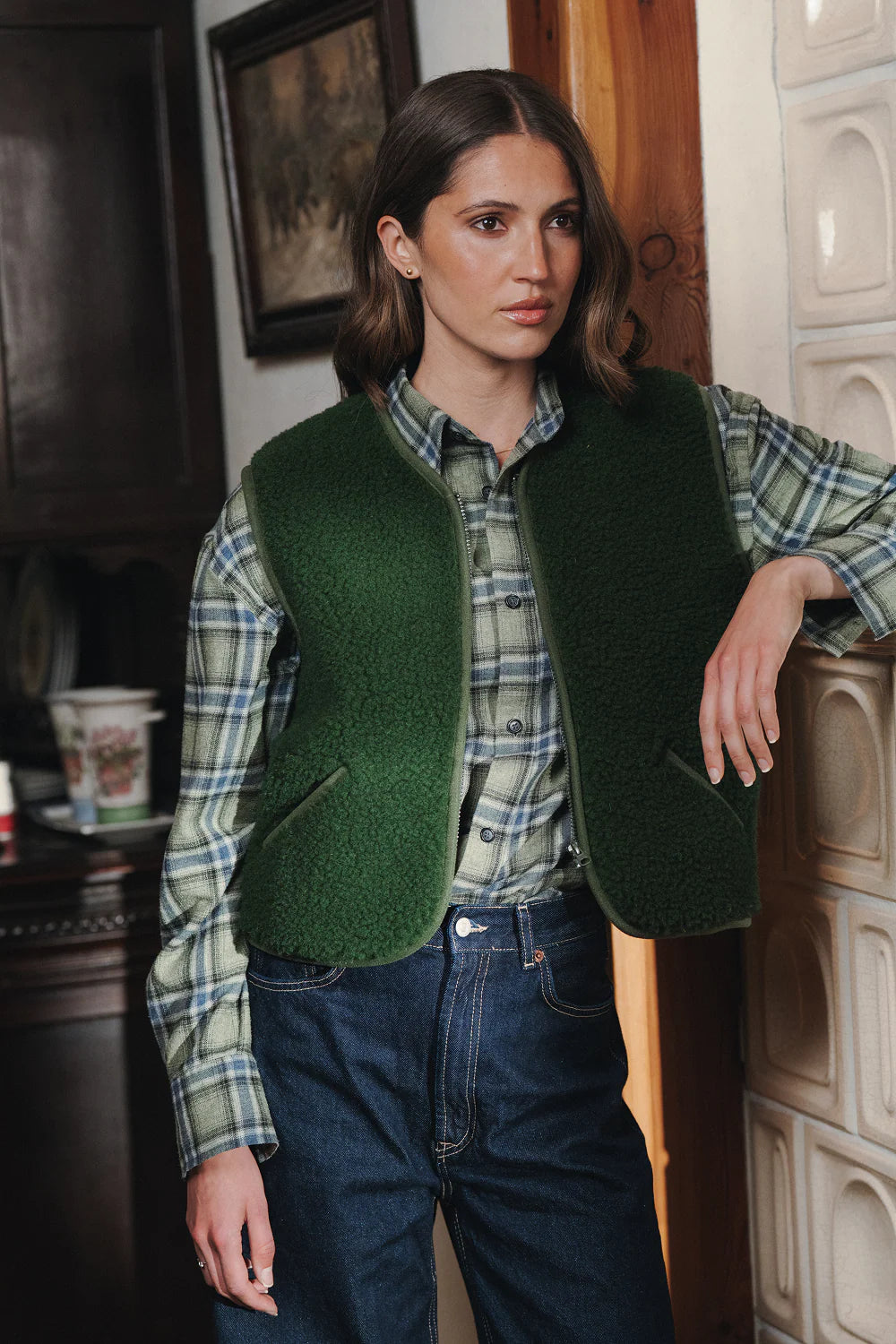 Alwero - Weste "POS" Adult, DARK GREEN, Merinowolle, ultra light