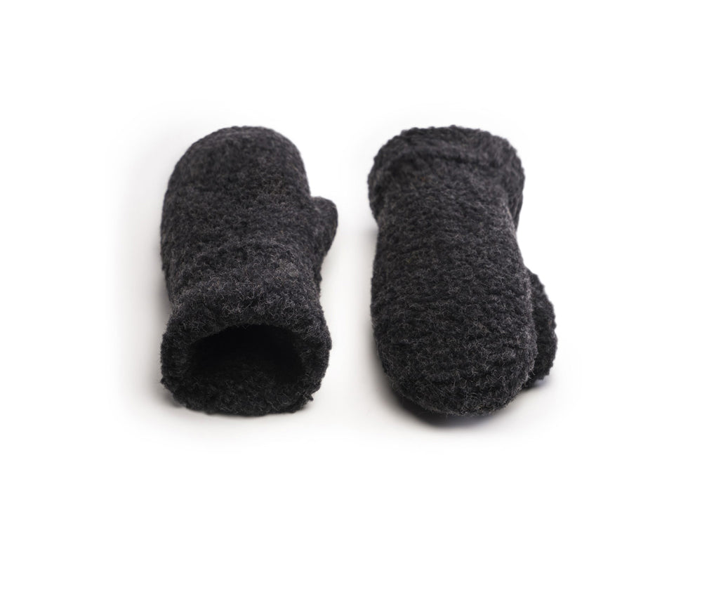 Alwero - Handschuhe "GULLY JUNIOR" mit Band, DEEP BLACK, Biowolle Ultra Light