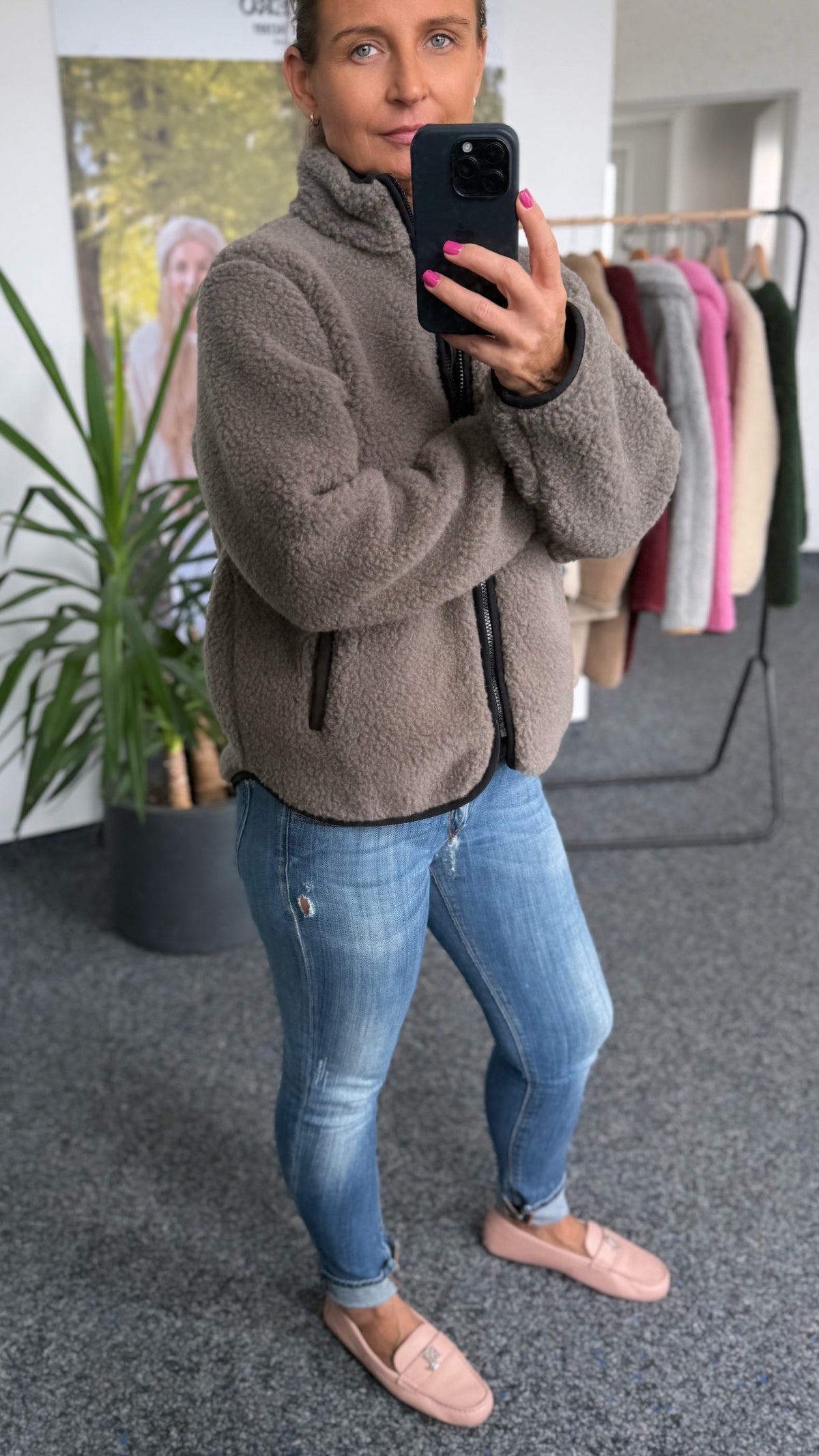 Alwero - Teddy Jacke Women, "Leo", MOUSE, Biowolle