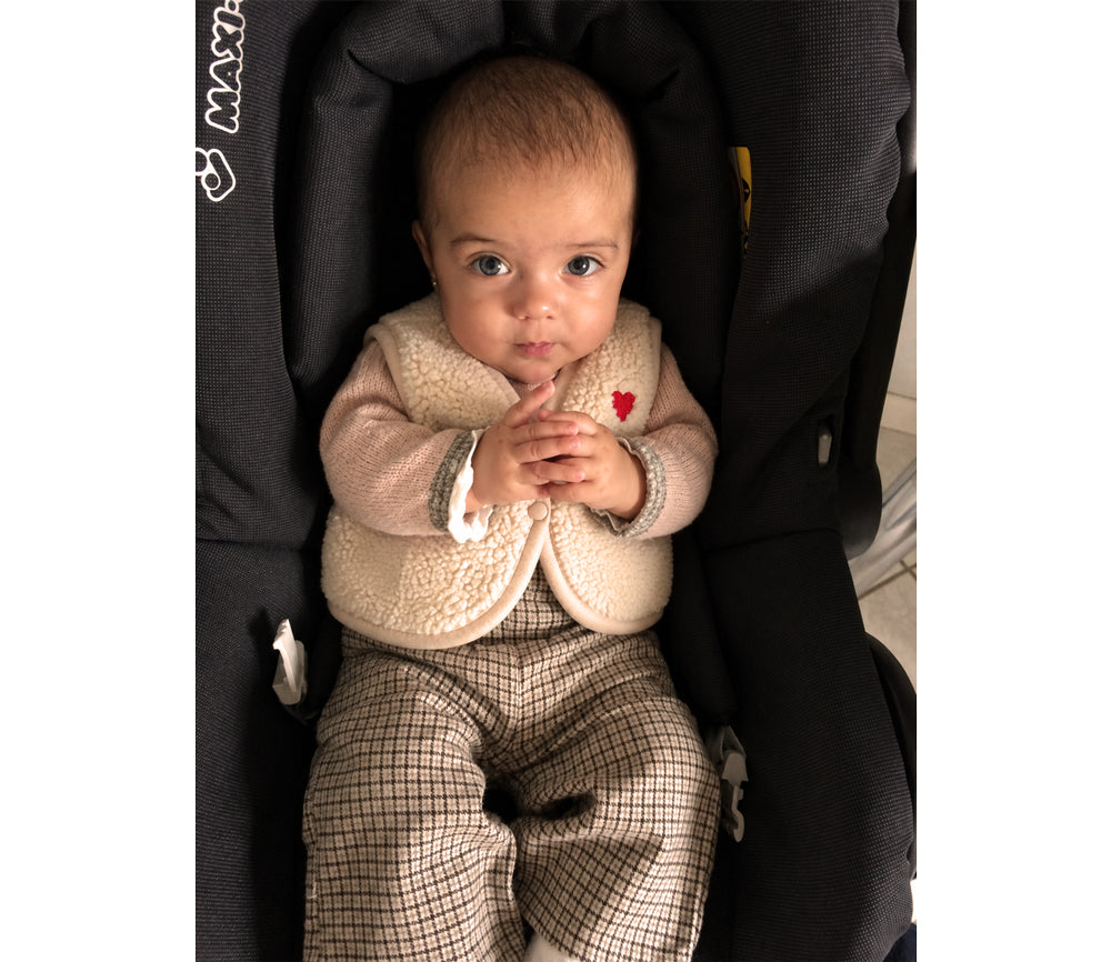 Alwero - Bodywarmer LULU, ultra light, organic wool, SANDY BROWN with HEART, Special Edition