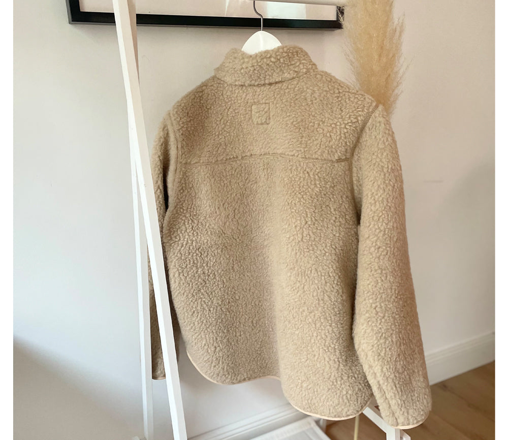 Alwero - Teddy Jacke Women, "Leo", Beige, Biowolle