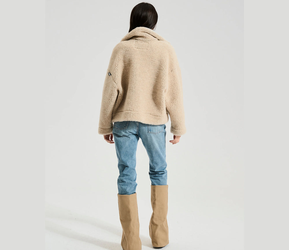 Alwero - Jacke NISEKO, Oversize, Sandy Brown, Biowolle