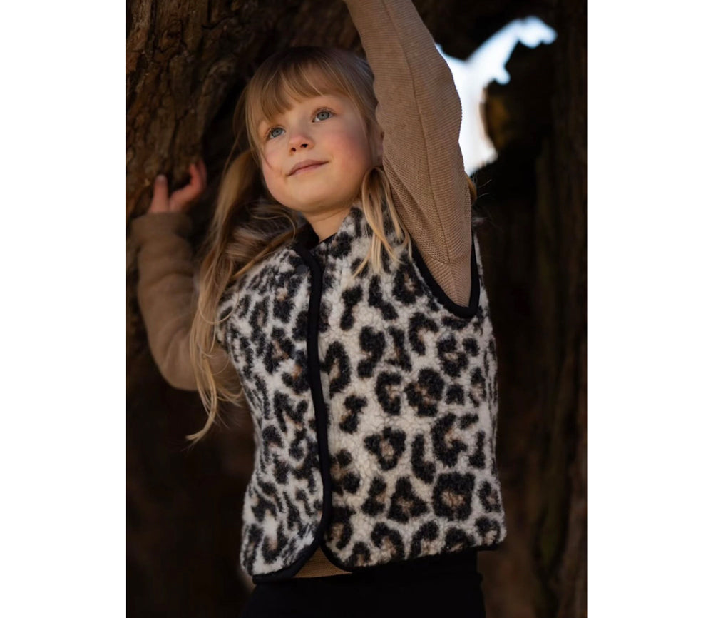 Alwero - Bodywarmer "TYB" Junior, Biowolle, LEOPARD WHITE, ultra light