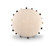 Alwero - Kuschelkissen Rund mit PomPoms, beige, Biowolle